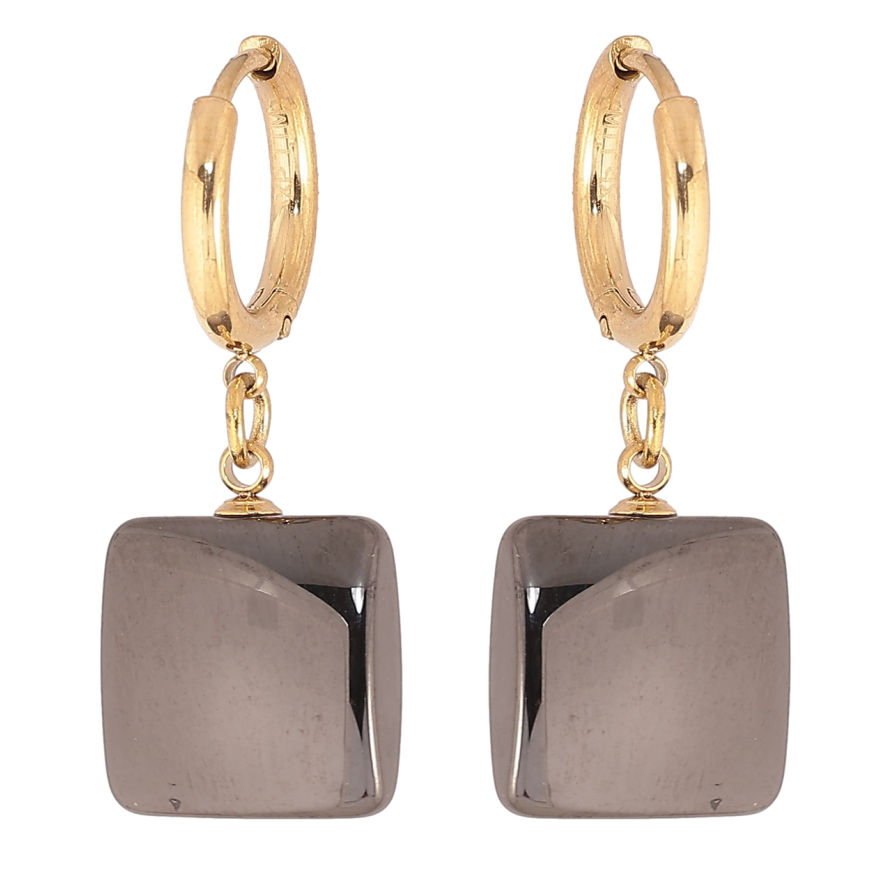 Сережки Xuping TTM Stainless Steel колір 14К підвіски на колечках «Квадрати з чорної кераміки» фото №1 Сережки Xuping TTM Stainless Steel колір 14К підвіски на колечках «Квадрати з чорної кераміки» фото №1