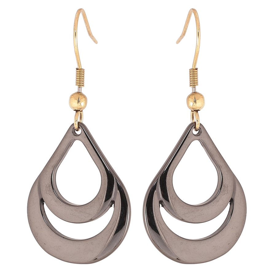 Серьги Xuping TTM Stainless Steel цвет 14К французский замок Капельки из черной керамики фото №1