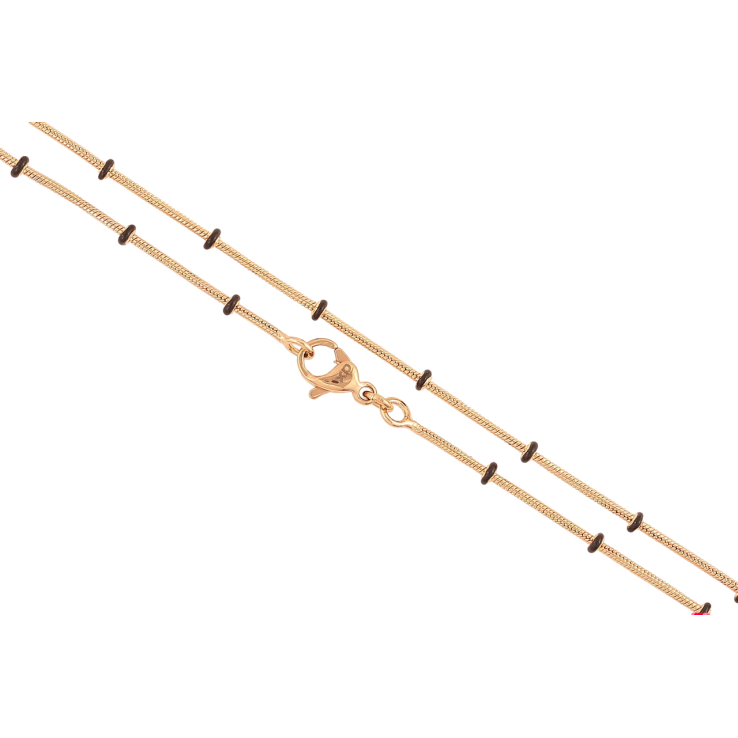 Ланцюжок Xuping Позолота 18K «Плетіння Ювелірний шнур з чорними намистинами» довжина 45см х 1-2мм фото №7