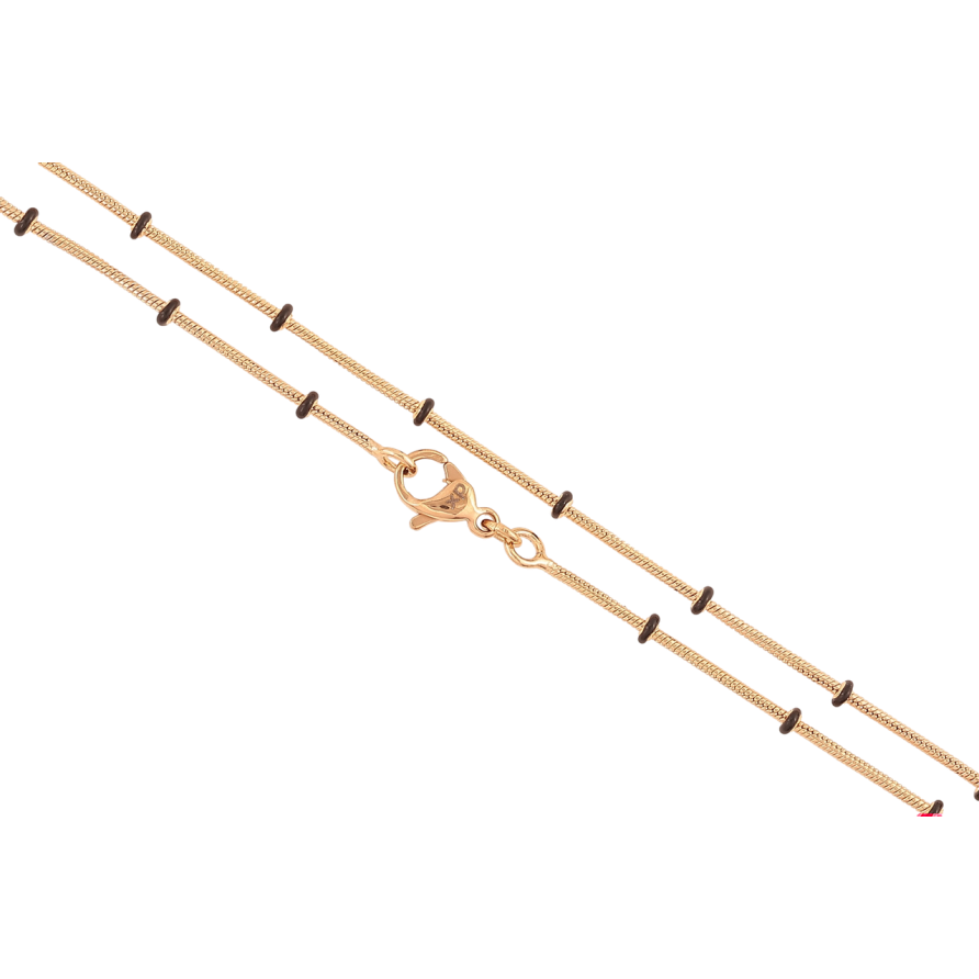 Ланцюжок Xuping Позолота 18K «Плетіння Ювелірний шнур з чорними намистинами» довжина 45см х 1-2мм фото №1 Ланцюжок Xuping Позолота 18K «Плетіння Ювелірний шнур з чорними намистинами» довжина 45см х 1-2мм фото №1