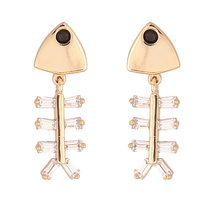 Серьги Xuping Позолота 18K пусеты Рыбные скелеты фото №5
