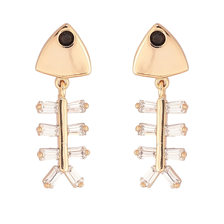 Серьги Xuping Позолота 18K пусеты Рыбные скелеты фото №5