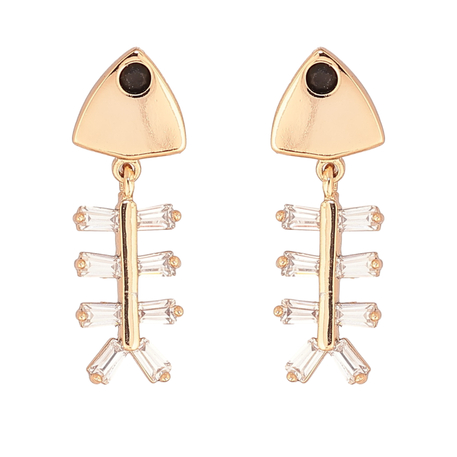 Серьги Xuping Позолота 18K пусеты Рыбные скелеты фото №1
