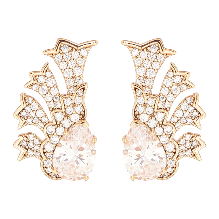 Сережки Xuping Позолота 18K пусети «Візерунок з інкрустацією кристалами» фото №12