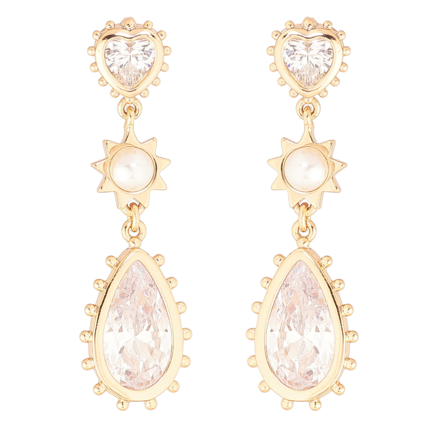Серьги Xuping Позолота 18K пусеты Кристальные подвески фото №1