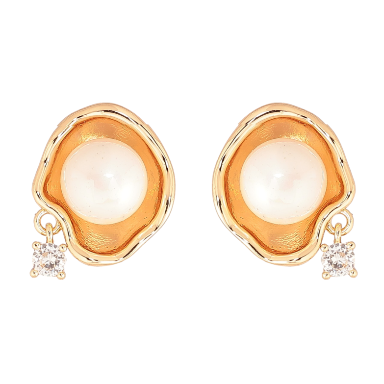 Сережки Xuping Позолота 18K пусети «Декоративний візерунок з перлинами» фото №1