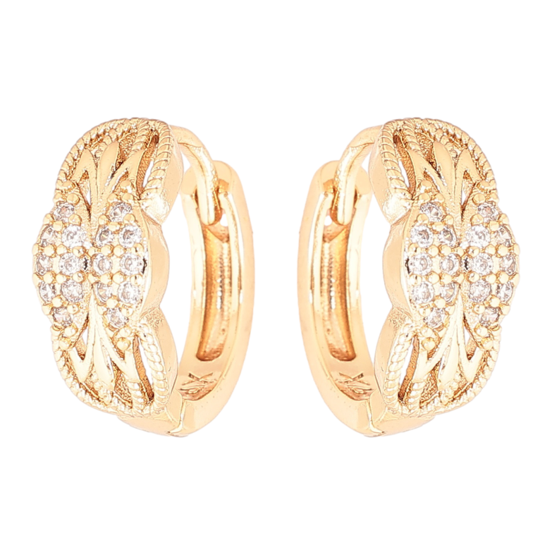 Сережки Xuping Позолота 18K колечка «Декоративний візерунок з кристалами» фото №5