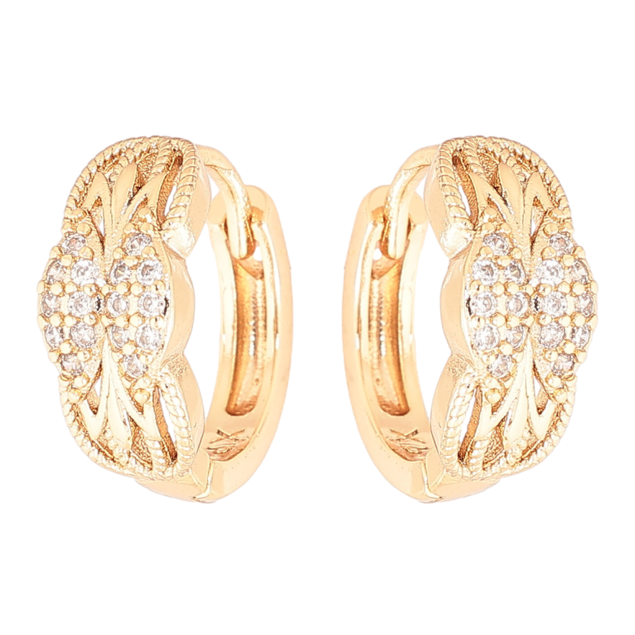 Серьги Xuping Позолота 18K колечки Декоративный узор с кристаллами фото №1