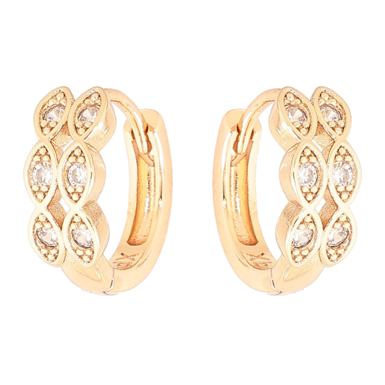 Сережки Xuping Позолота 18K колечка «Декоративний візерунок з кристалами» фото №9 Сережки Xuping Позолота 18K колечка «Декоративний візерунок з кристалами» фото №9
