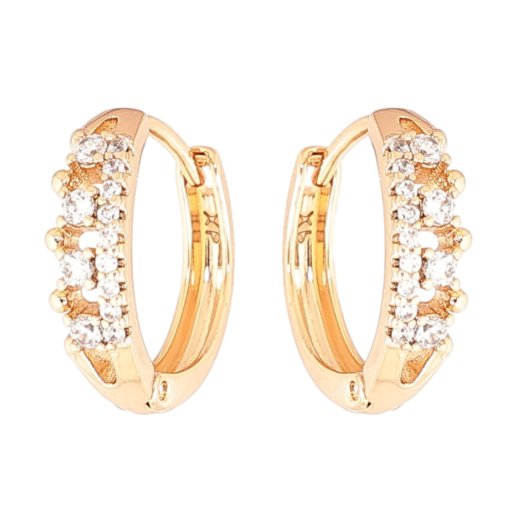 Серьги Xuping Позолота 18K колечки Узор с кристаллами фото №2 Серьги Xuping Позолота 18K колечки Узор с кристаллами фото №2