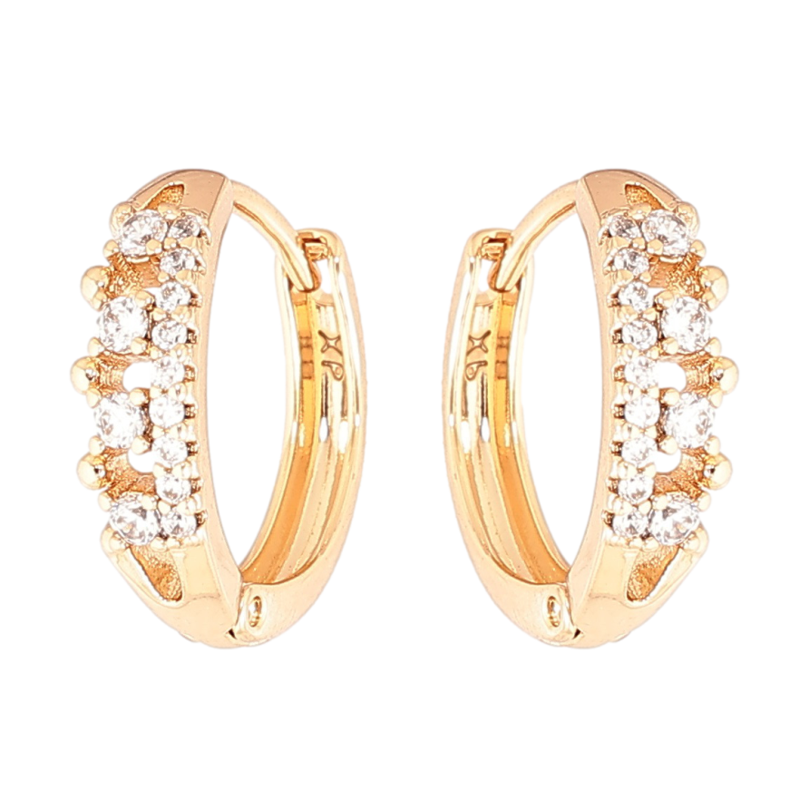 Серьги Xuping Позолота 18K колечки Узор с кристаллами фото №1 Серьги Xuping Позолота 18K колечки Узор с кристаллами фото №1