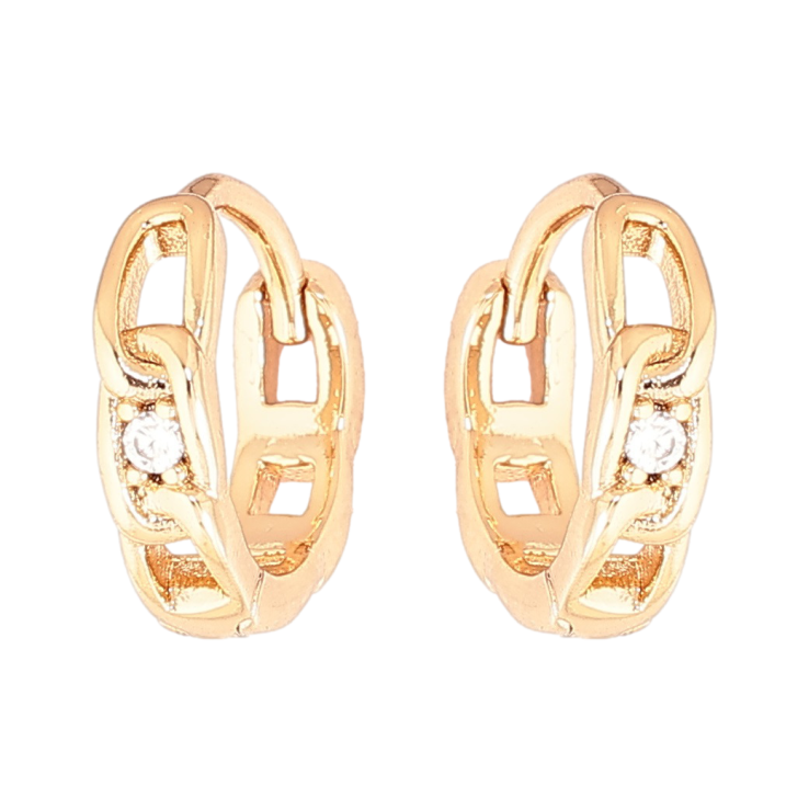 Серьги Xuping Позолота 18K колечки Узор цепочка с кристаллами фото №2 Серьги Xuping Позолота 18K колечки Узор цепочка с кристаллами фото №2