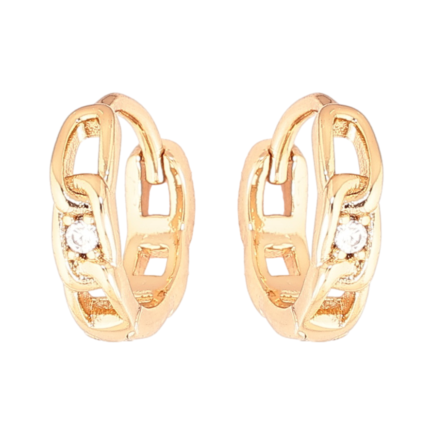Серьги Xuping Позолота 18K колечки Узор цепочка с кристаллами фото №1