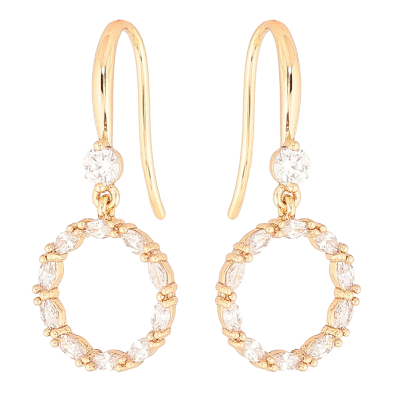 Сережки Xuping Позолота 18K французький замок «Колечка з кристалами» фото №14 Сережки Xuping Позолота 18K французький замок «Колечка з кристалами» фото №14