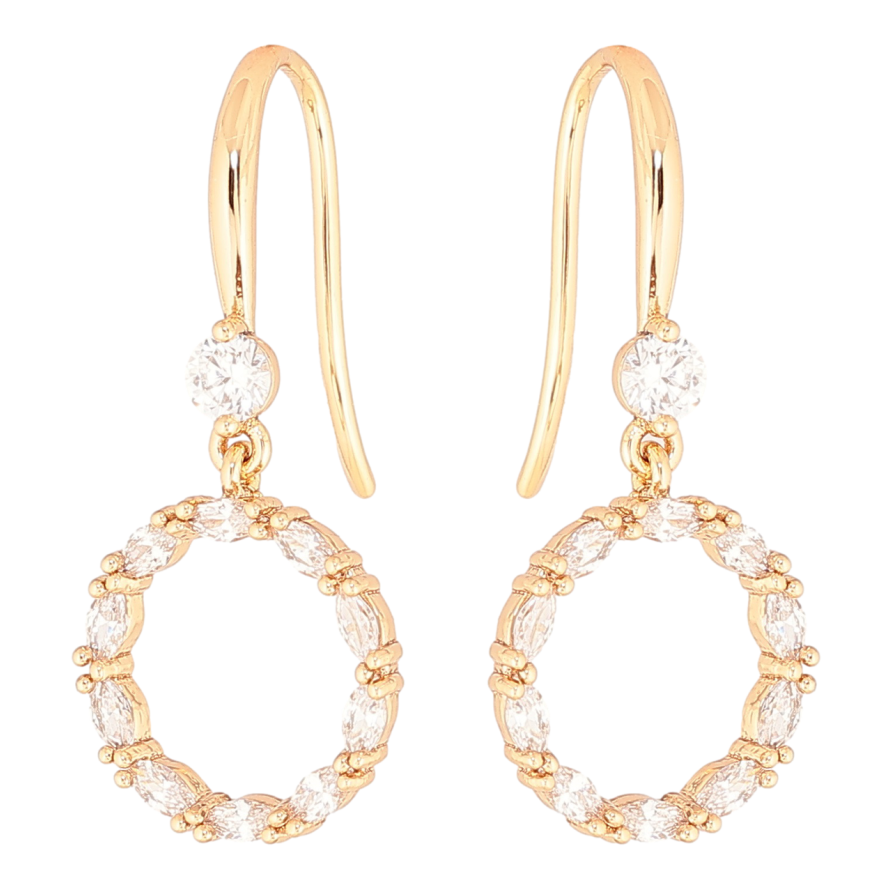 Сережки Xuping Позолота 18K французький замок «Колечка з кристалами» фото №1 Сережки Xuping Позолота 18K французький замок «Колечка з кристалами» фото №1