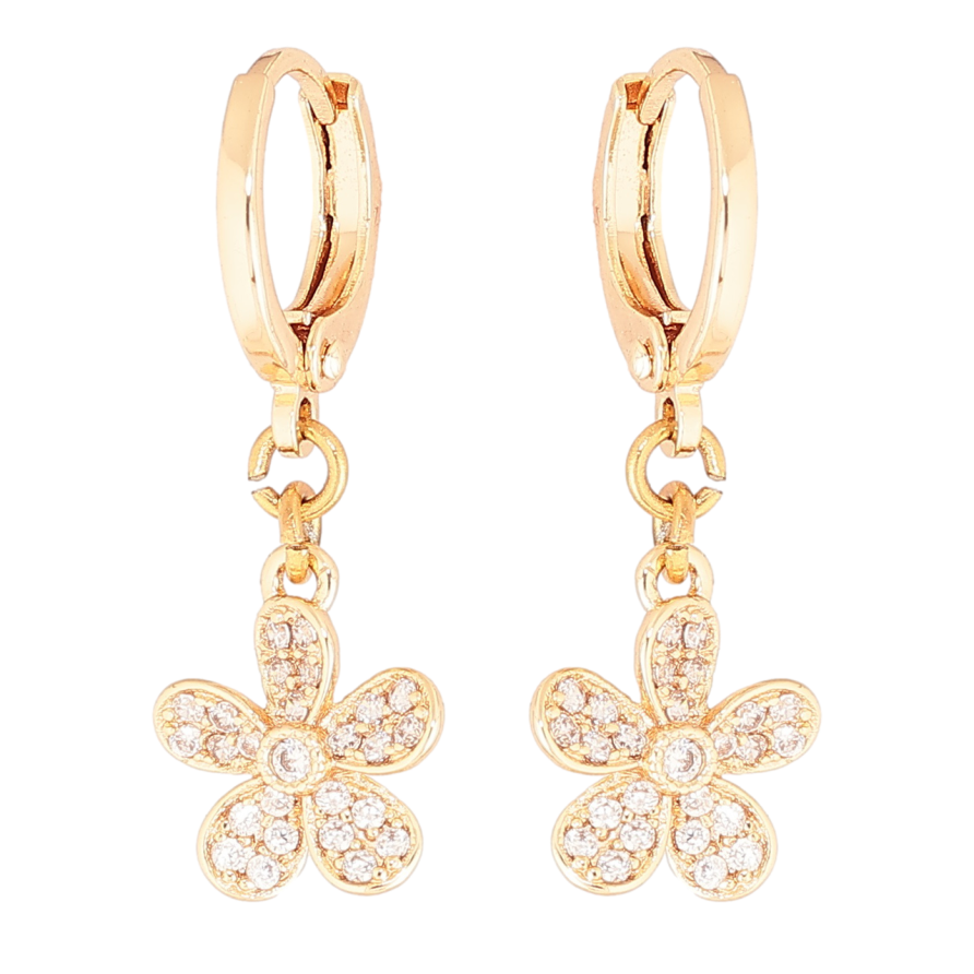 Сережки Xuping M&L Колір 18K підвіски на колечках «Квіточки з кристалами» фото №1 Сережки Xuping M&L Колір 18K підвіски на колечках «Квіточки з кристалами» фото №1