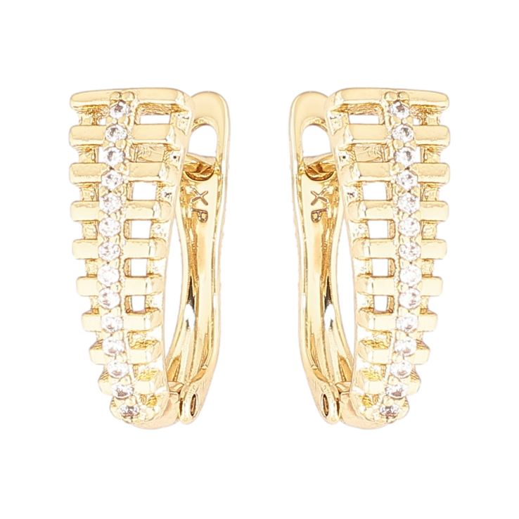 Сережки Xuping Позолота 14K англійський замок «Різьблений візерунок з доріжками кристалів» фото №17 Сережки Xuping Позолота 14K англійський замок «Різьблений візерунок з доріжками кристалів» фото №17