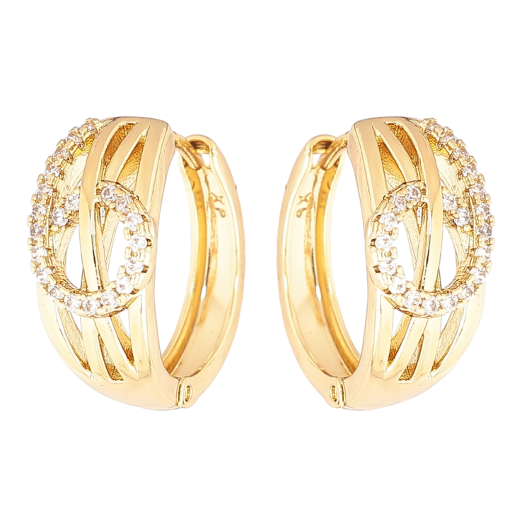 Сережки Xuping Позолота 14K колечка «Візерунок з кристалами» фото №4