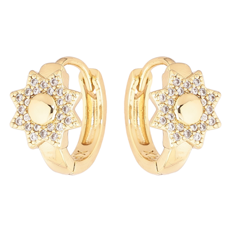 Сережки Xuping Позолота 14K колечка «Зірки з кристалами» фото №1 Сережки Xuping Позолота 14K колечка «Зірки з кристалами» фото №1