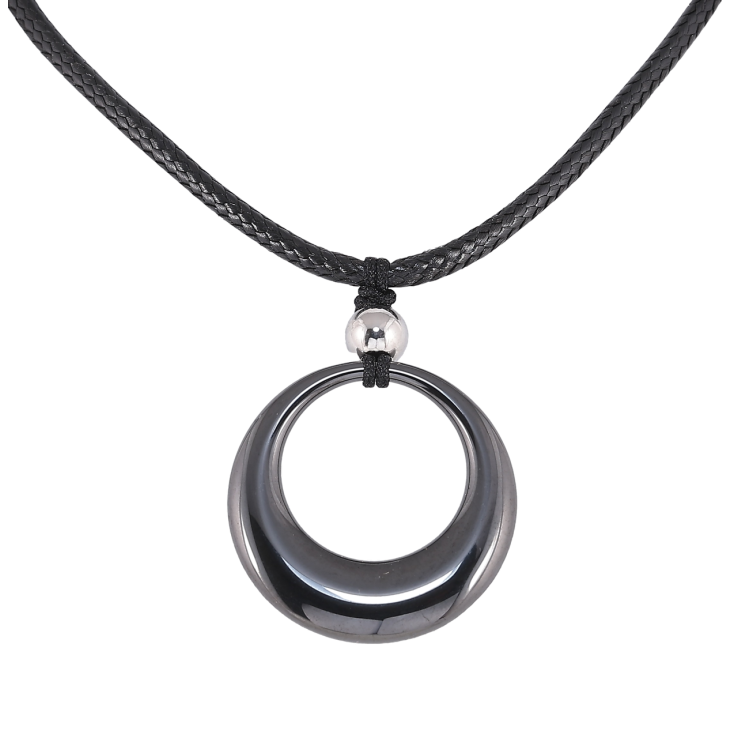 Подвеска на шнуре Xuping ТТМ Stainless Steel цвет Родий Черное керамическое колечко длина 46-51см х 2.5мм фото №7