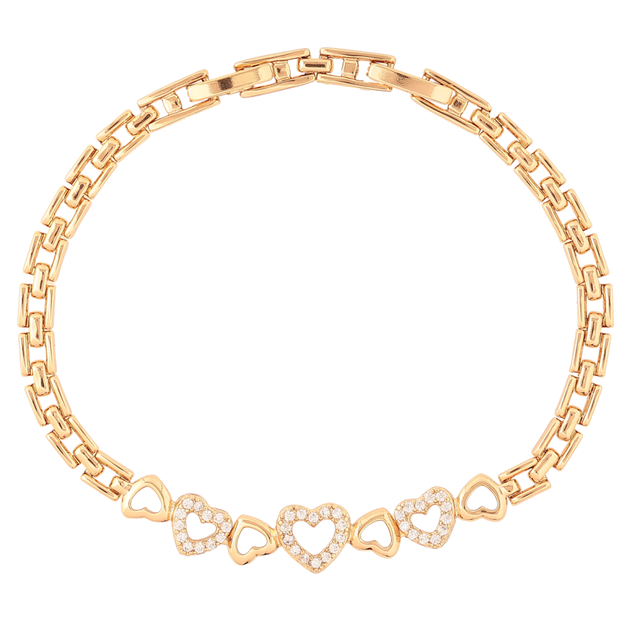 Браслет Xuping Позолота 18K «Сердечка» розмір з доп.замком 17,19.5см х 4мм фото №1 Браслет Xuping Позолота 18K «Сердечка» розмір з доп.замком 17,19.5см х 4мм фото №1