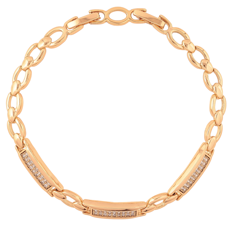 Браслет Xuping Позолота 18K Дорожки кристаллов размер с доп.замком 17,19см х 5мм фото №2