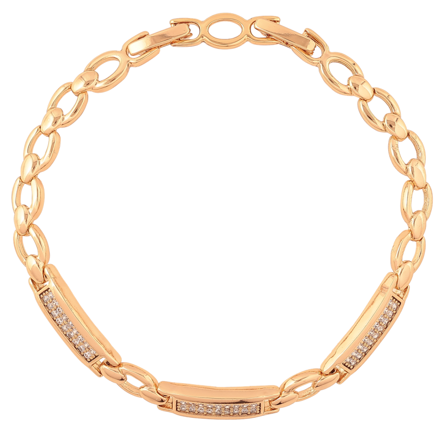 Браслет Xuping Позолота 18K Дорожки кристаллов размер с доп.замком 17,19см х 5мм фото №1