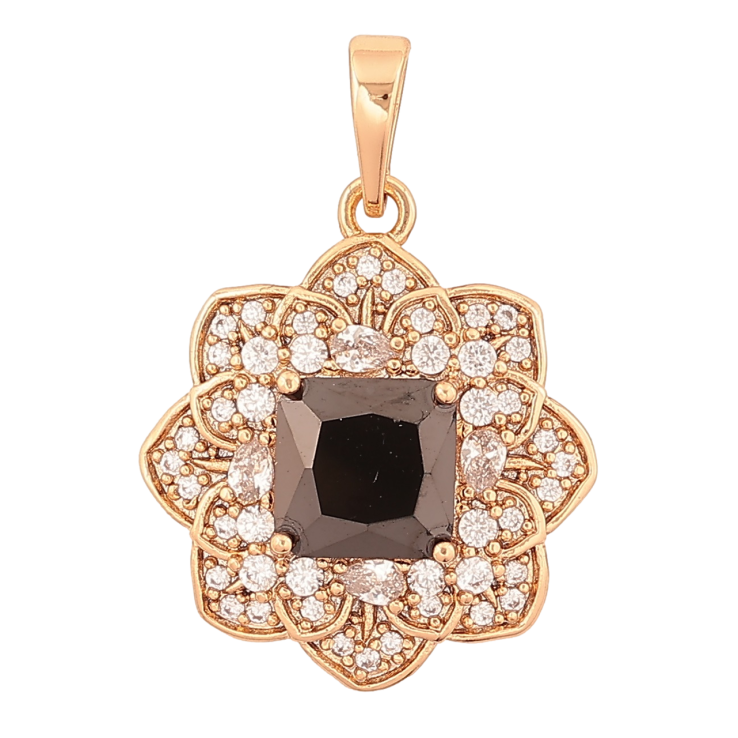 Кулон Xuping Позолота 18K Цветок с черным кристаллом для цепочки до 6мм фото №8