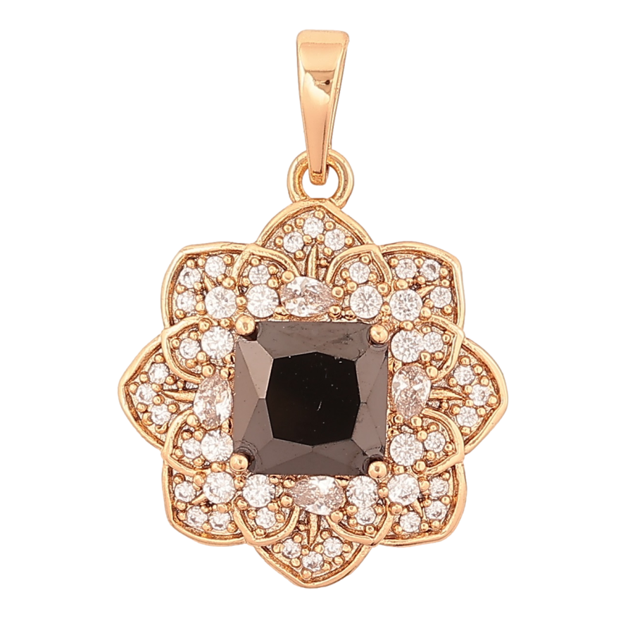 Кулон Xuping Позолота 18K «Квітка з чорним кристалом» для ланцюжка до 6мм фото №1 Кулон Xuping Позолота 18K «Квітка з чорним кристалом» для ланцюжка до 6мм фото №1