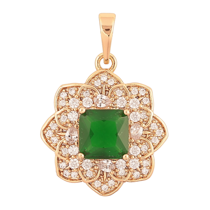 Кулон Xuping Позолота 18K Цветок с зеленым кристаллом для цепочки до 6мм фото №9