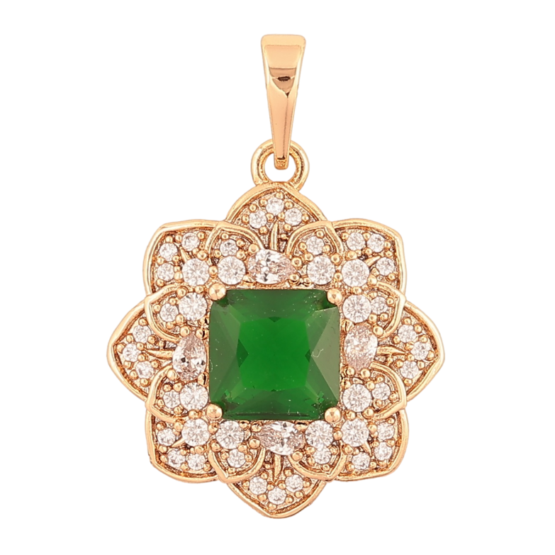 Кулон Xuping Позолота 18K «Квітка з зеленим кристалом» для ланцюжка до 6мм фото №2 Кулон Xuping Позолота 18K «Квітка з зеленим кристалом» для ланцюжка до 6мм фото №2