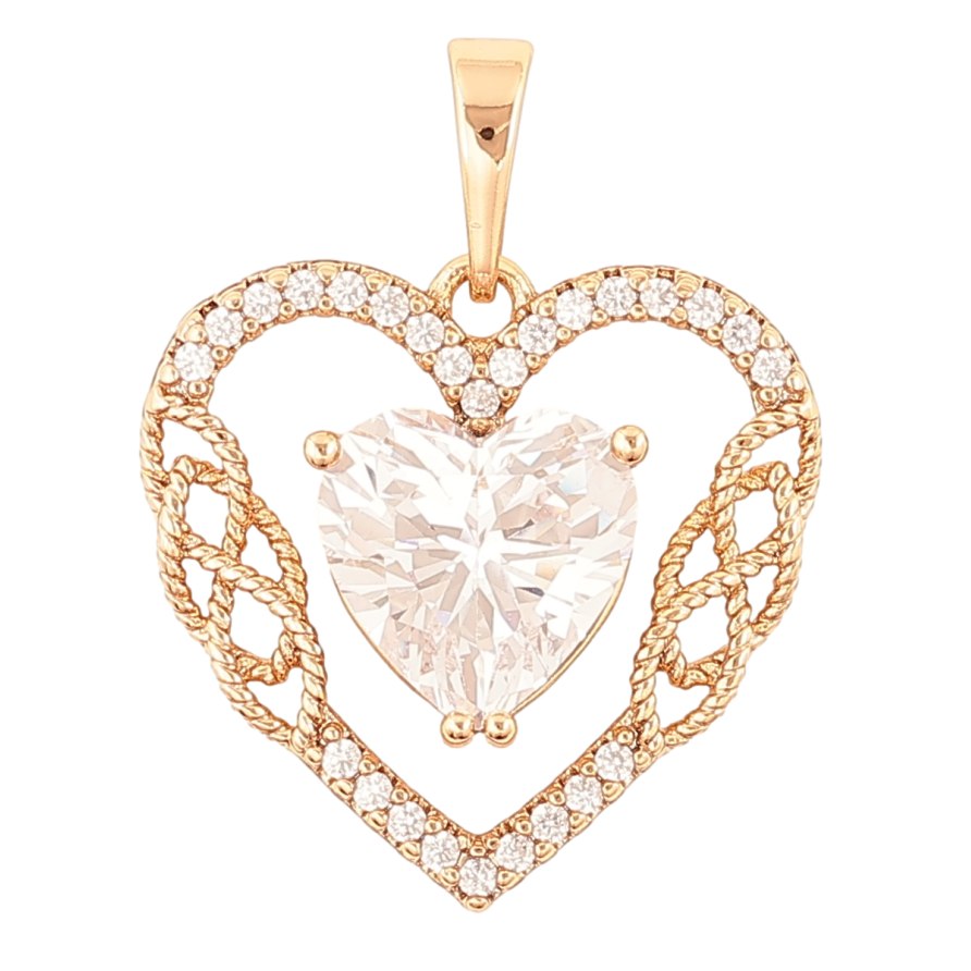 Кулон Xuping Позолота 18K Кристальное сердце для цепочки до 5мм фото №1