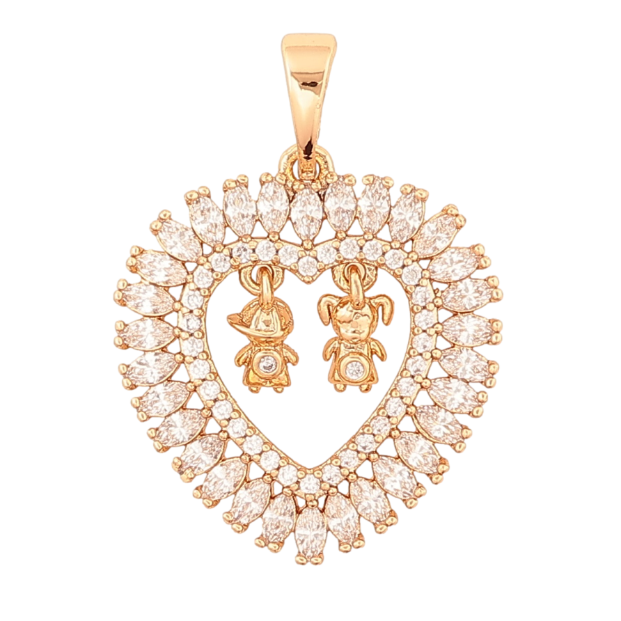 Кулон Xuping Позолота 18K Кристальное сердце с мальчиком и девочкой для цепочки до 5мм фото №1 Кулон Xuping Позолота 18K Кристальное сердце с мальчиком и девочкой для цепочки до 5мм фото №1