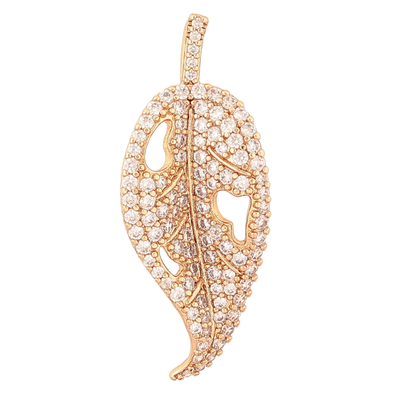 Кулон Xuping Позолота 18K «Листочок з інкрустацією кристалами» для ланцюжка до 4мм фото №1