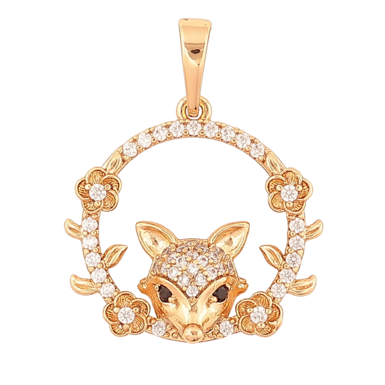 Кулон Xuping Позолота 18K Лиса в колечке с цветочками для цепочки до 6мм фото №1