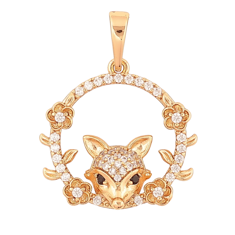 Кулон Xuping Позолота 18K Лиса в колечке с цветочками для цепочки до 6мм фото №1