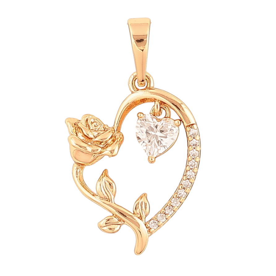 Кулон Xuping Позолота 18K «Серце з трояндою» для ланцюжка до 6мм фото №1 Кулон Xuping Позолота 18K «Серце з трояндою» для ланцюжка до 6мм фото №1