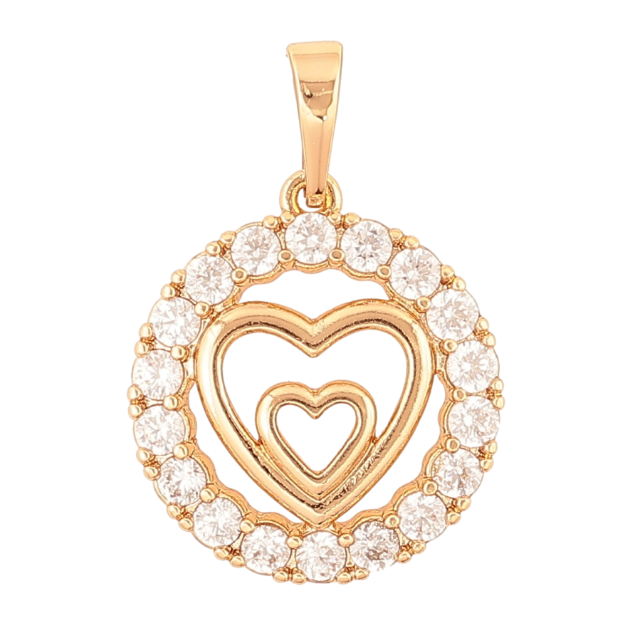 Кулон Xuping Позолота 18K «Сердечка в колечку кристалів» для ланцюжка до 6мм фото №1 Кулон Xuping Позолота 18K «Сердечка в колечку кристалів» для ланцюжка до 6мм фото №1
