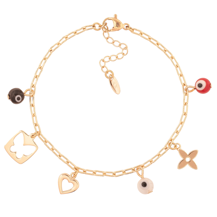 Браслет Xuping M&L Цвет 18K Цепочка с подвесками» длинна с доп.цепочкой 17.5-21см х 2мм фото №1