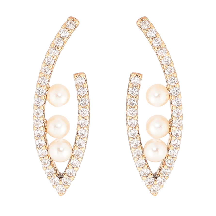 Сережки Xuping Позолота 18K пусети «Інкрустація кристалами та перлинами» фото №1 Сережки Xuping Позолота 18K пусети «Інкрустація кристалами та перлинами» фото №1