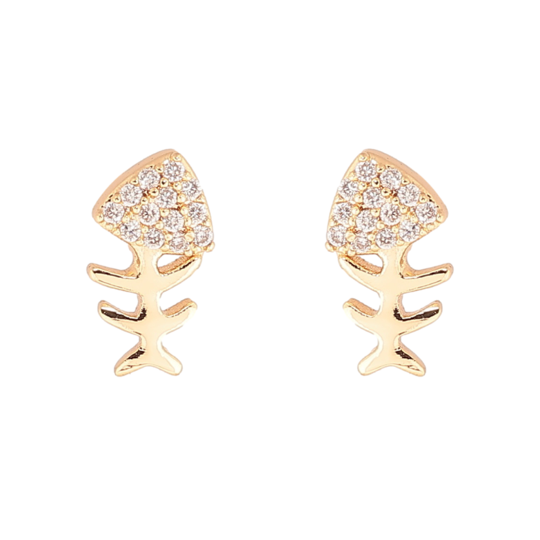 Сережки Xuping Позолота 18K пусети «Риб'ячі скелети» фото №1 Сережки Xuping Позолота 18K пусети «Риб'ячі скелети» фото №1