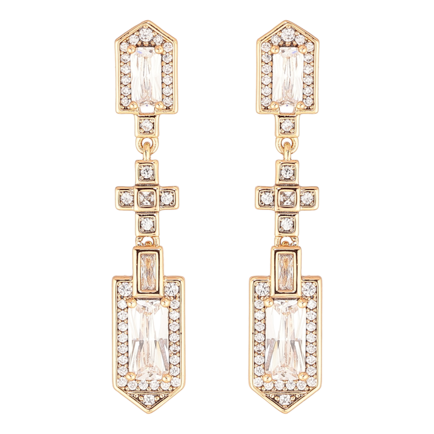 Серьги Xuping Позолота 18K пусеты Кристальные подвески фото №1