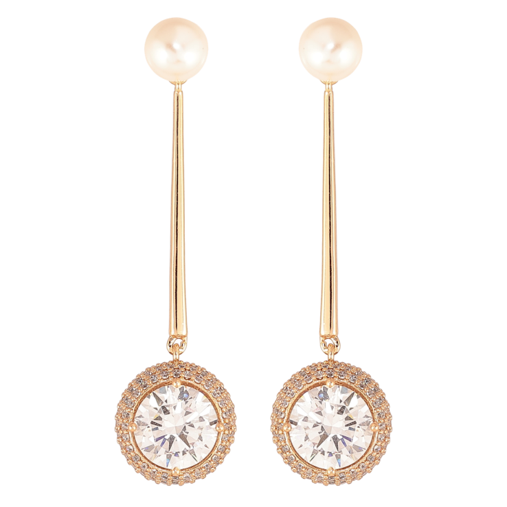 Серьги Xuping Позолота 18K пусеты Жемчужины с кристальными подвесками фото №11