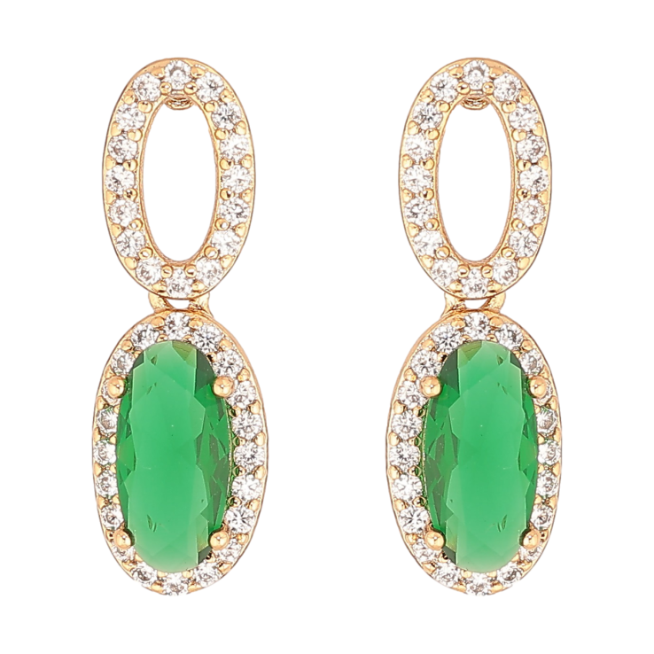 Серьги Xuping Позолота 18K пусеты Подвески с зелеными кристаллами фото №13