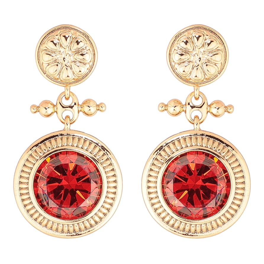 Серьги Xuping Позолота 18K пусеты Подвески с красными кристаллами фото №1 Серьги Xuping Позолота 18K пусеты Подвески с красными кристаллами фото №1