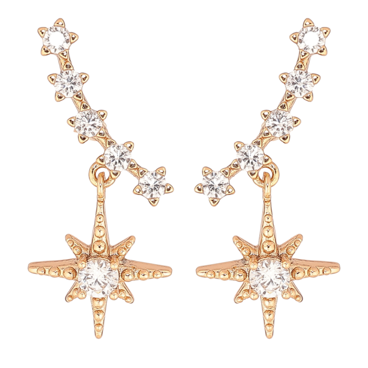 Серьги Xuping Позолота 18K пусеты Звездное сияние фото №12