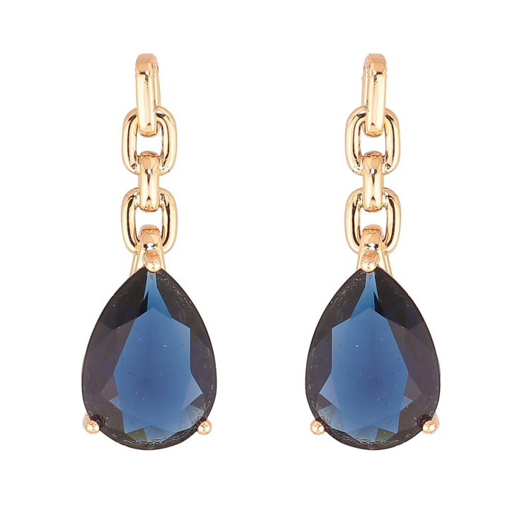 Серьги Xuping Позолота 18K пусеты Узор цепочка с синими кристаллами фото №16 Серьги Xuping Позолота 18K пусеты Узор цепочка с синими кристаллами фото №16
