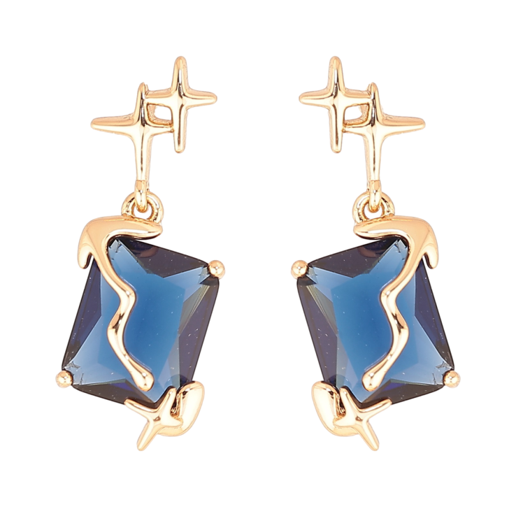 Серьги Xuping Позолота 18K пусеты Декоративные подвески с синими кристаллами фото №15