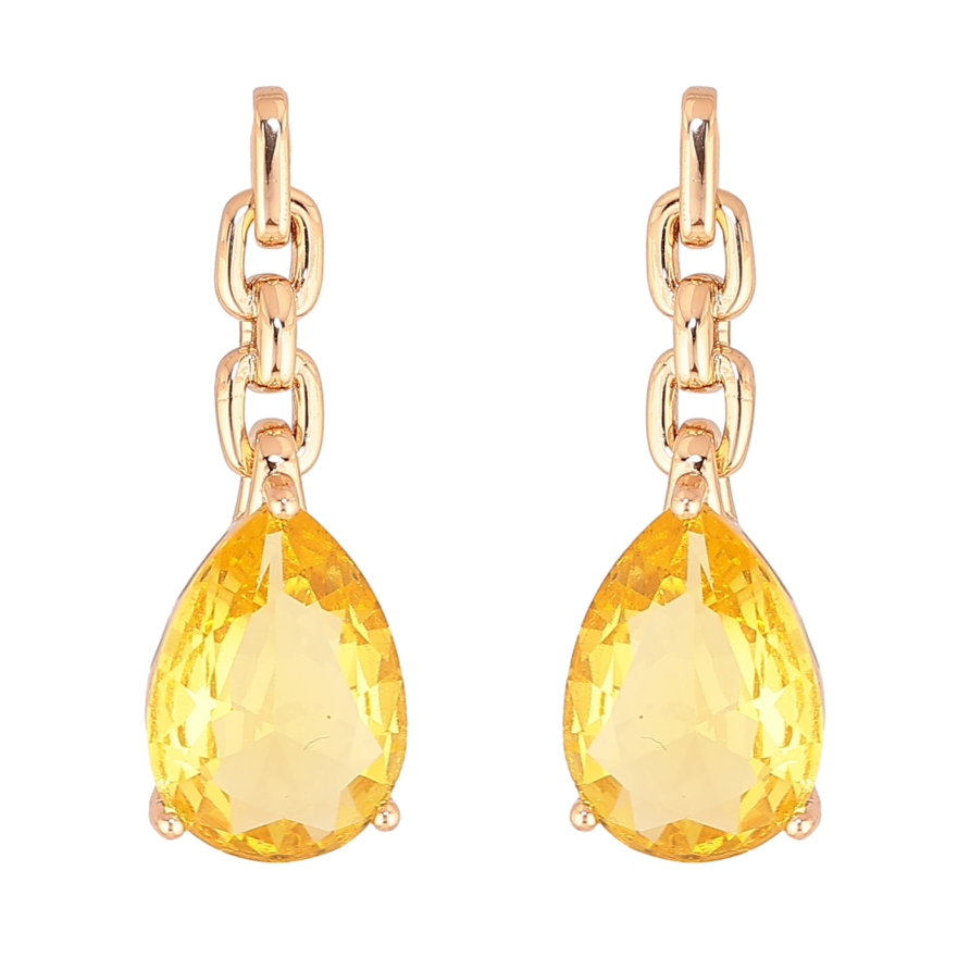 Сережки Xuping Позолота 18K пусети «Візерунок ланцюжок з жовтими кристалами» фото №1 Сережки Xuping Позолота 18K пусети «Візерунок ланцюжок з жовтими кристалами» фото №1