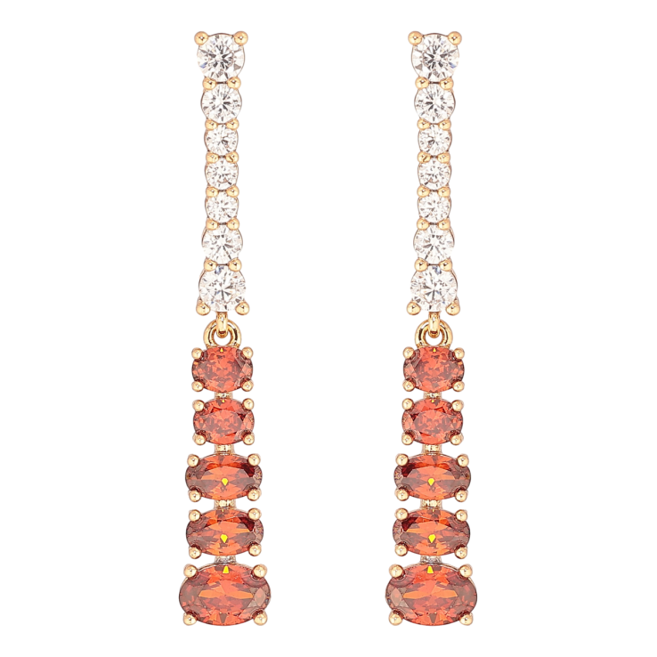 Серьги Xuping Позолота 18K пусеты Дорожки бело-красных кристаллов фото №20